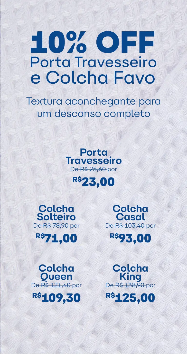Colcha Favo - 10% OFF