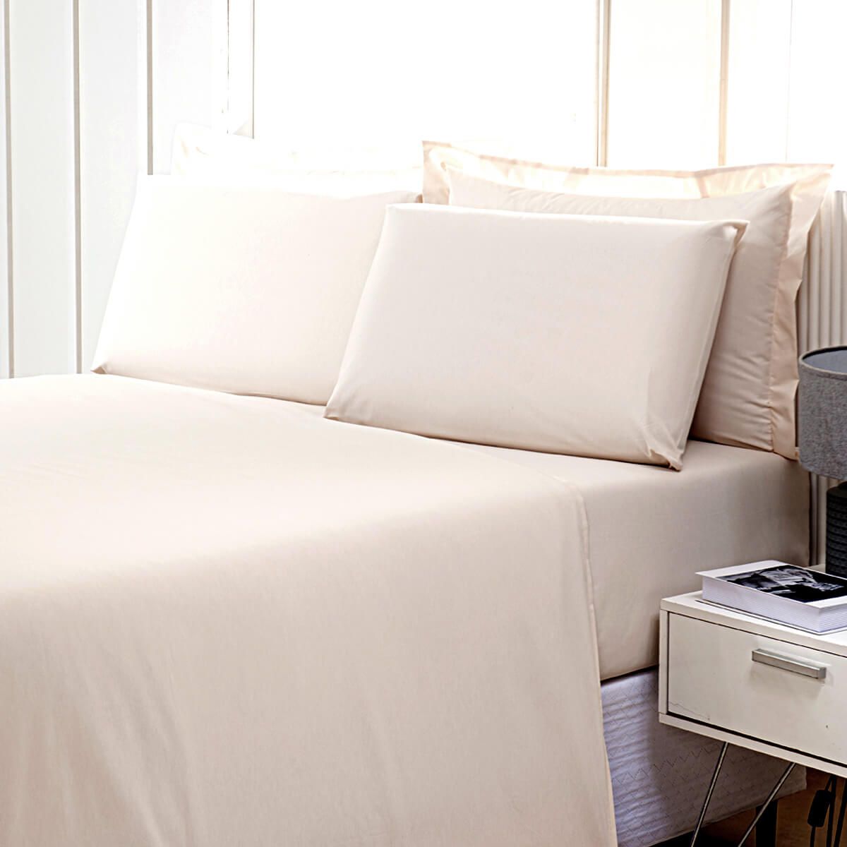 Enxoval de Hotel Sob Encomenda! Lençol Queen com Elast  160x200x40cm Percal 180 Fios Misto Palha - Confort