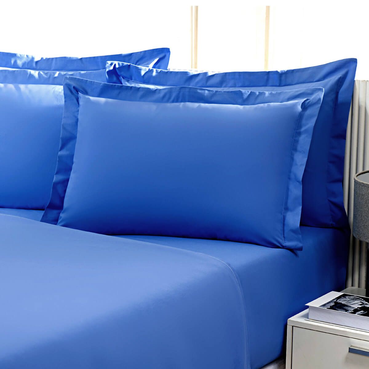 Enxoval de Hotel Sob Encomenda! Fronha Avulsa Com Aba  50x70cm Percal 180 Fios Misto - Confort  Azul Hospitalar