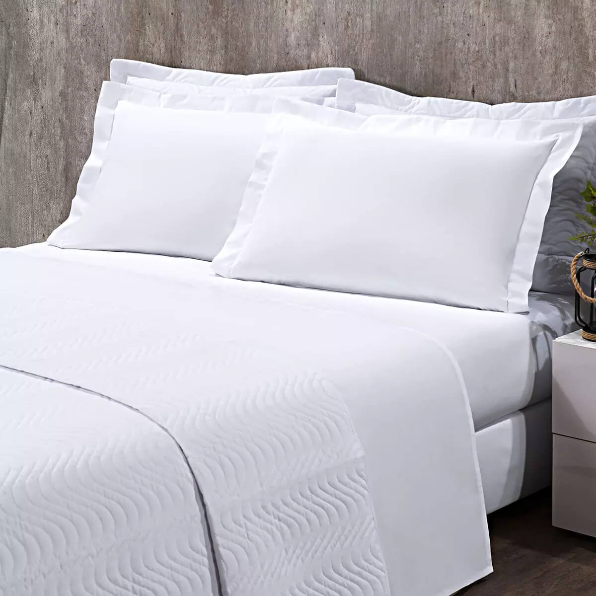 Lençol Solteiro BRANCO COM ELÁSTICO, 180 Fios Confort - Hotelaria