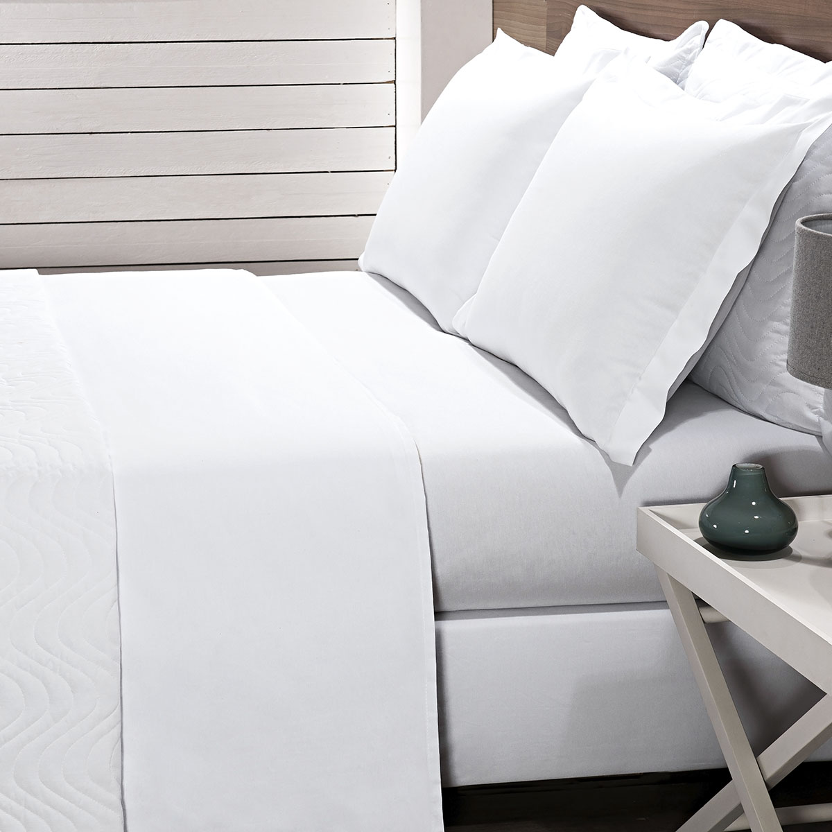 Lençol Branco Casal King com elástico - 200 fios - 100% algodão - Hotelaria