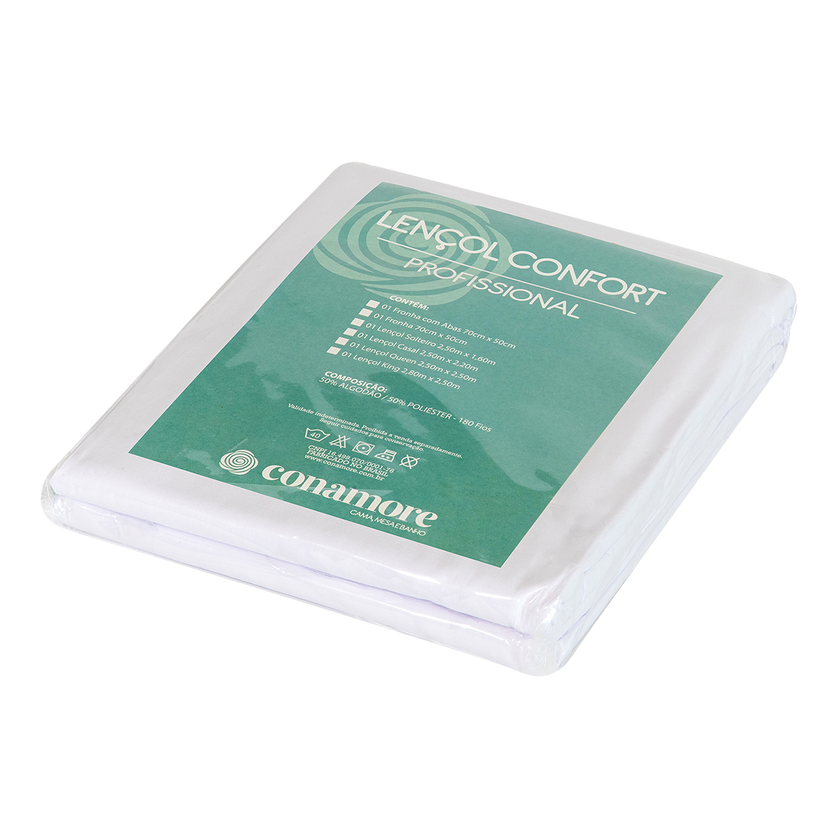 Embalagem Lençol King BRANCO COM ELÁSTICO, 180 Fios Confort - Hotelaria