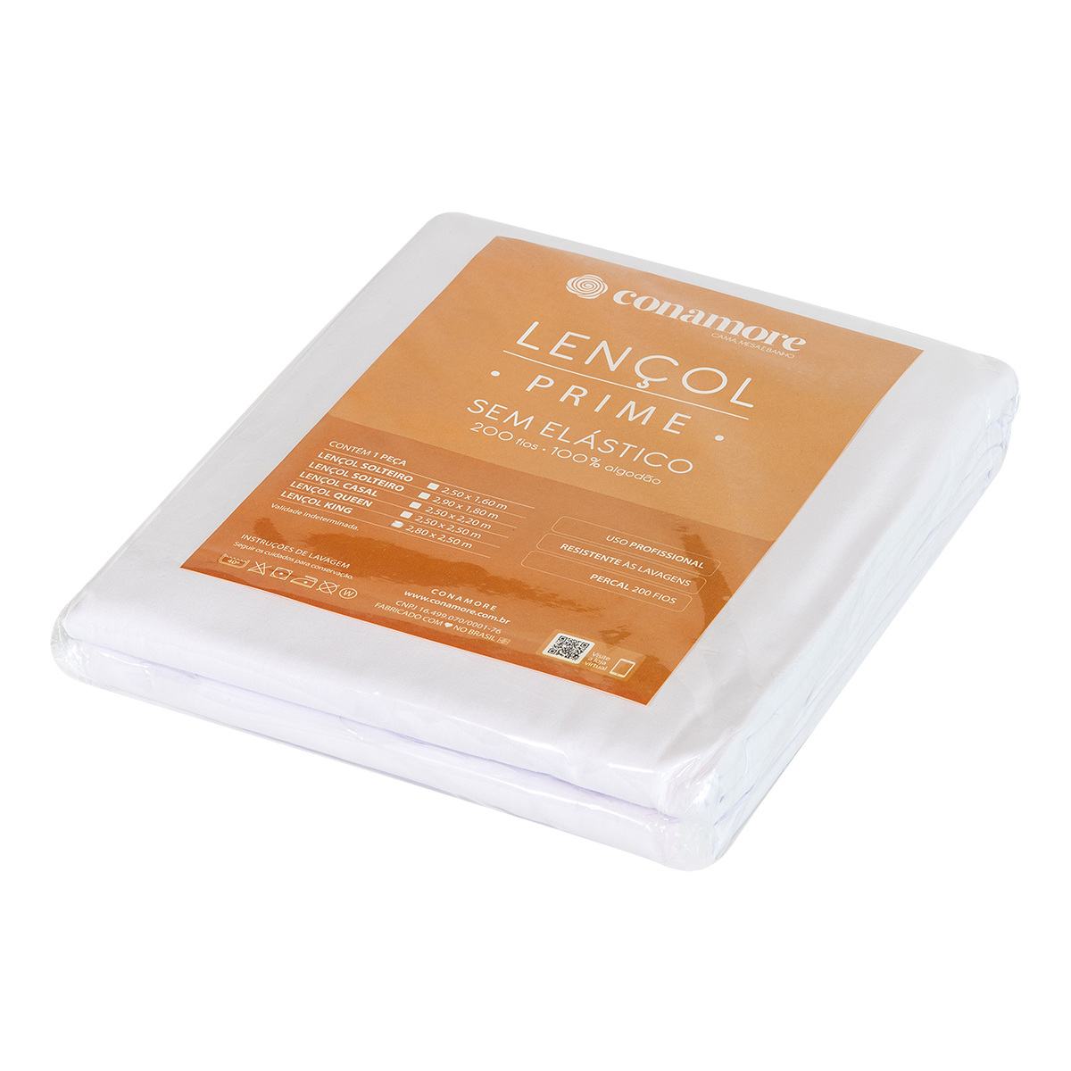 Lençol Casal King sem elástico para hotel - 200 fios - Embalagem - Hotelaria 