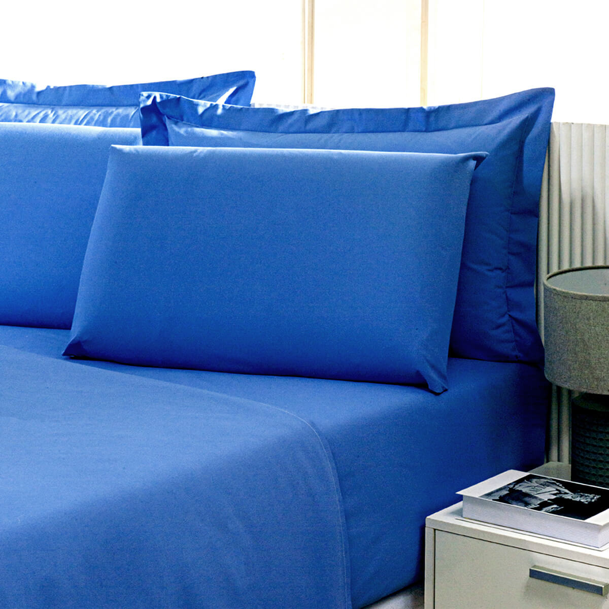 lençol 180 fios azul hospitalar detalhe