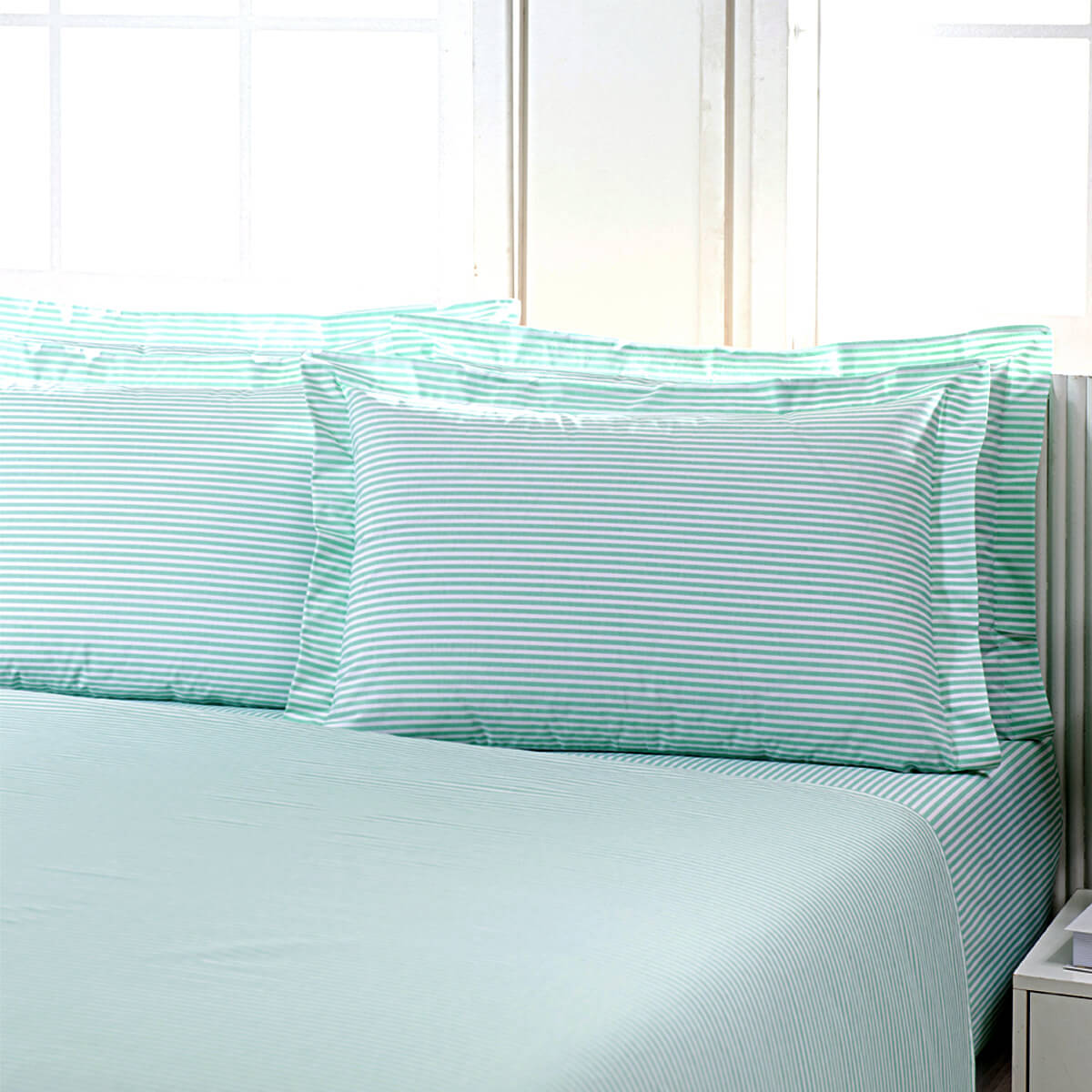 lençol para hotel listrado verde 