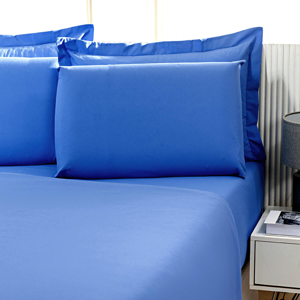 lençol azul 180 fios para hotel